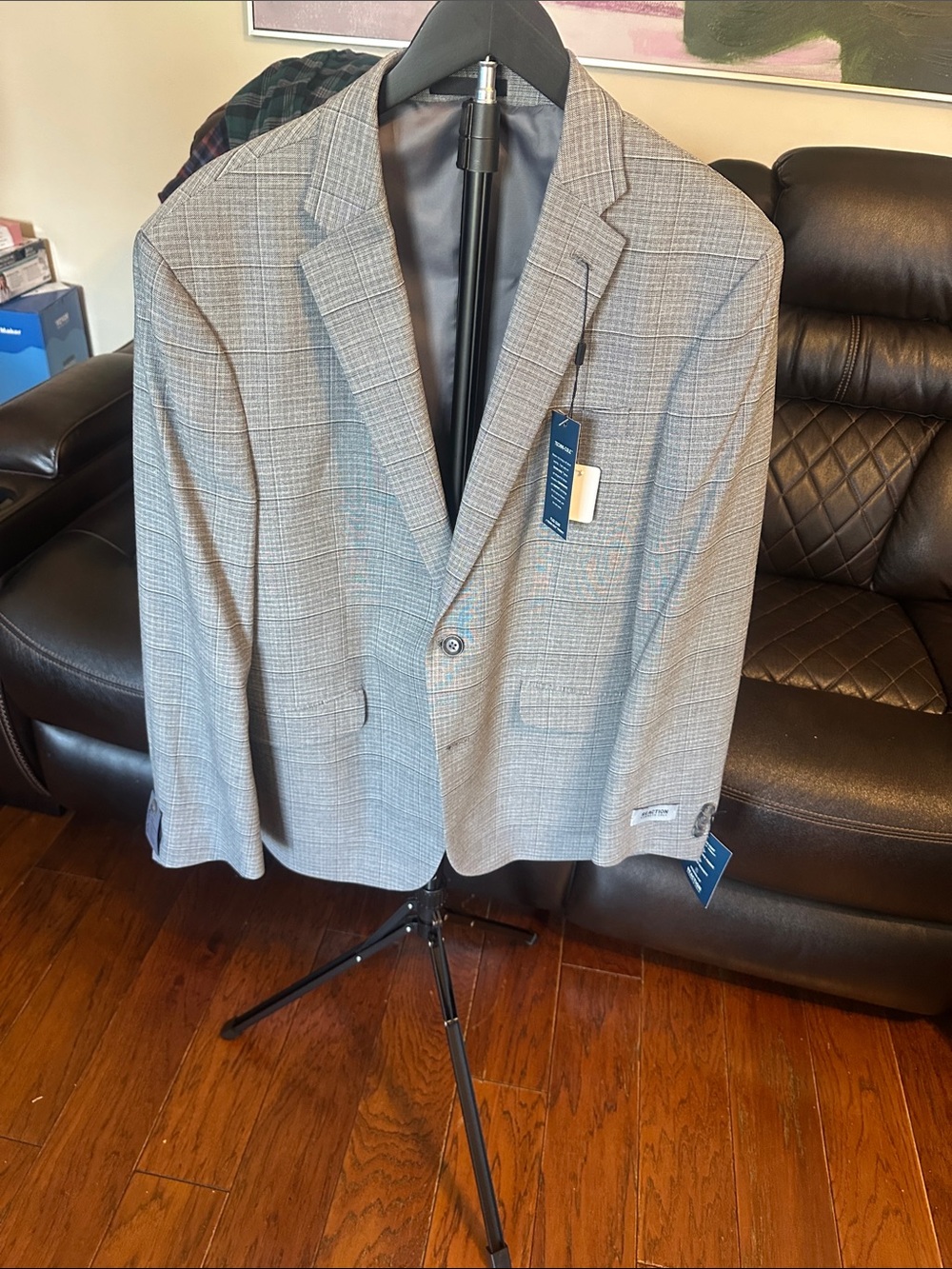 Kenneth Cole Reaction Light Gray Glen Plaid Sport Coat